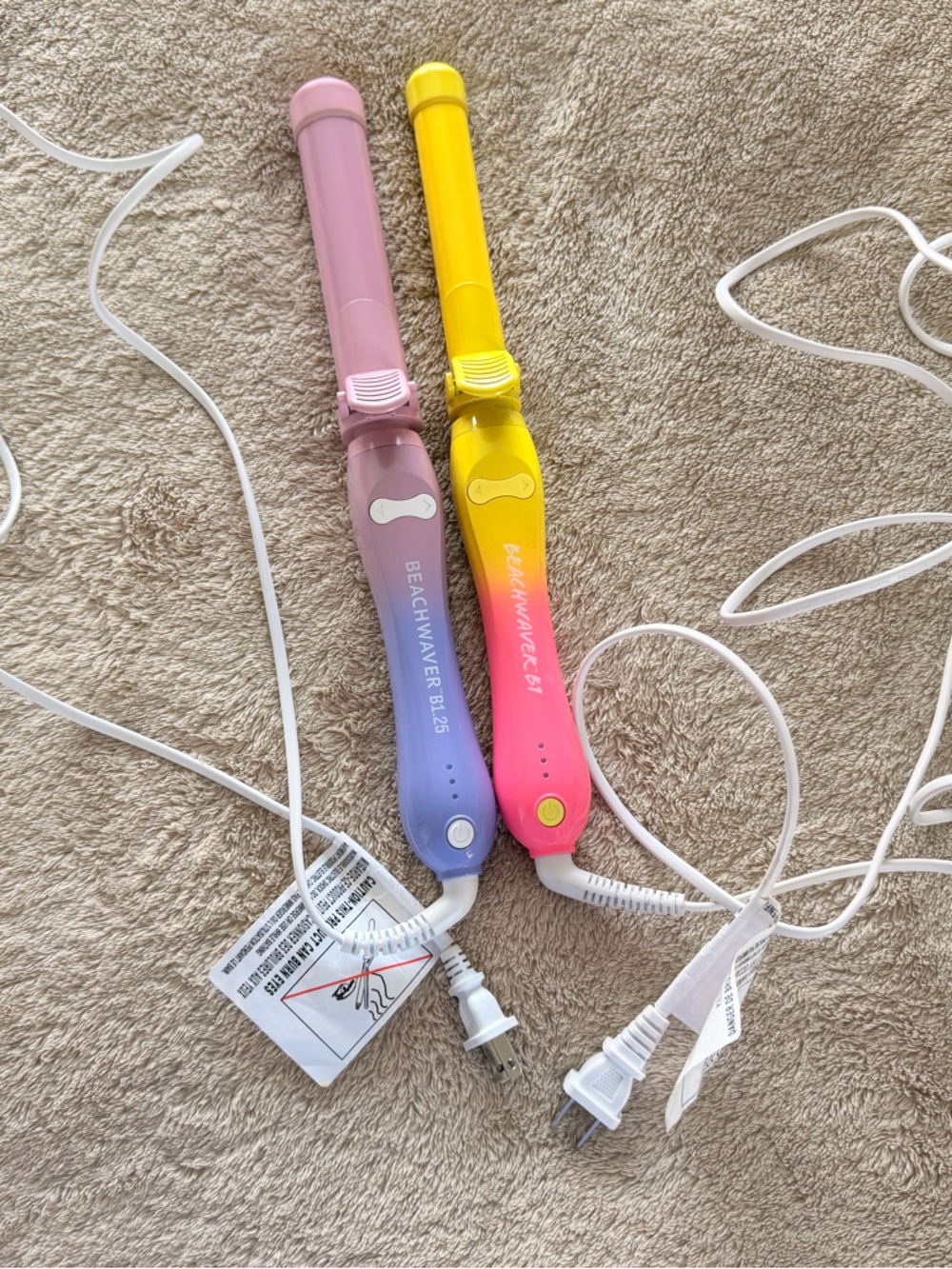 Beachwaver 1.25" Pink & Yellow Mini Curling Wand - Dual Color
